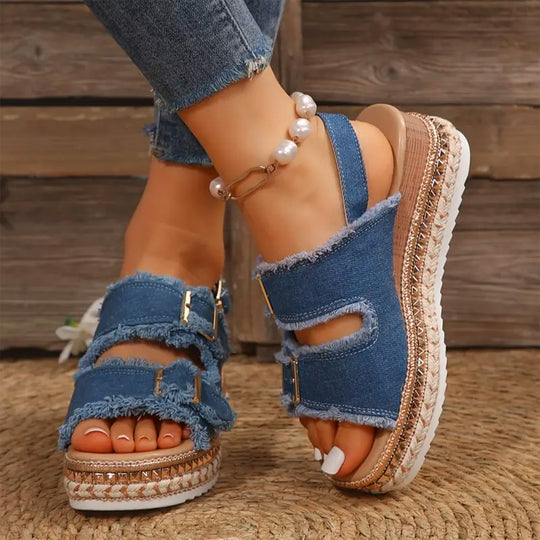 Alia Casual Denim Wedges